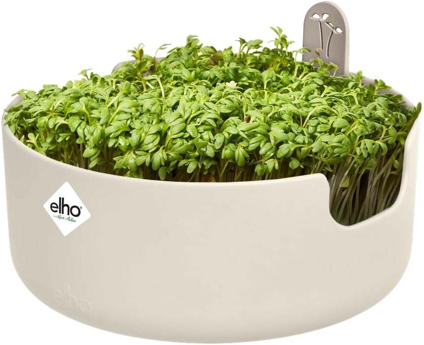 Detalle de Elho Magic Microgreens Vasi per Piante - Linen White (Ø 16,8 cm, A 7,1 cm)