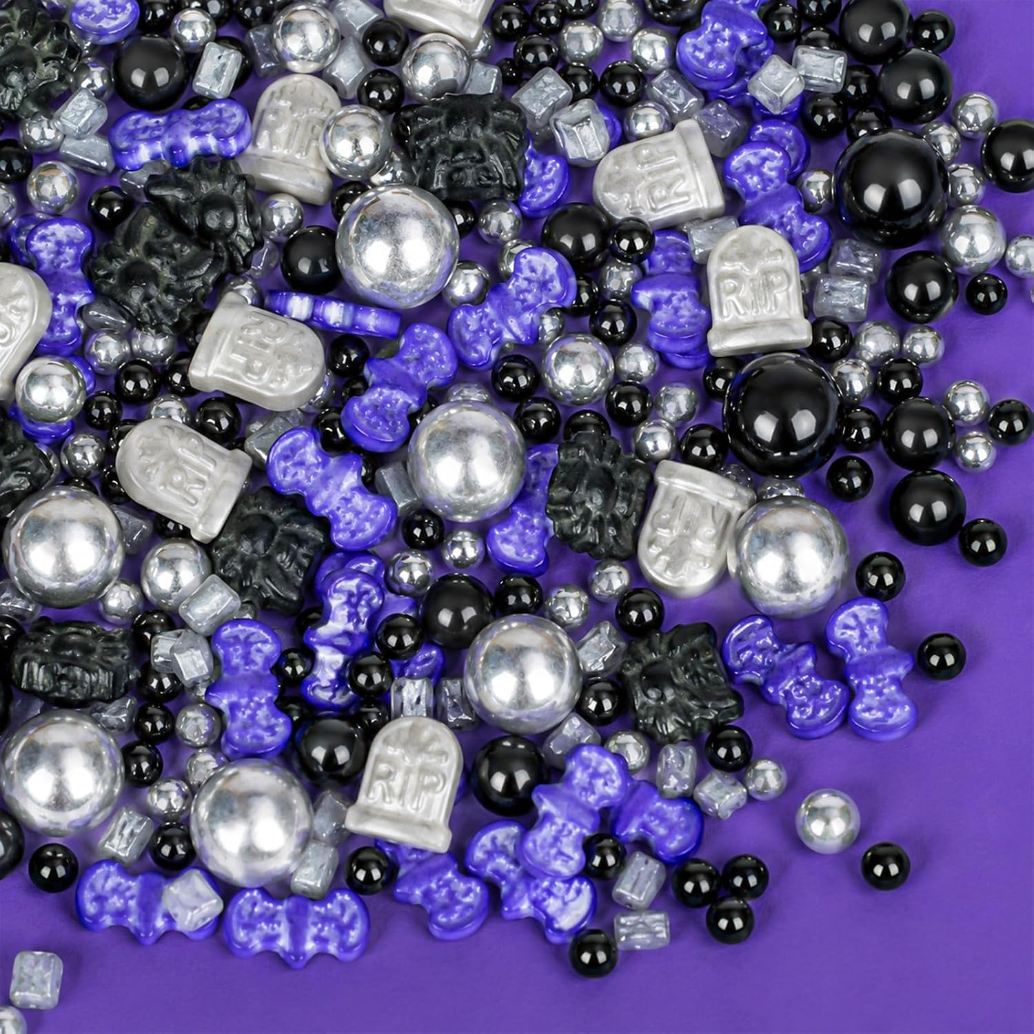 Detalle de Twisweet Halloween Sprinkles, 130g Edible Tombstone Mix with Bats and Spiders