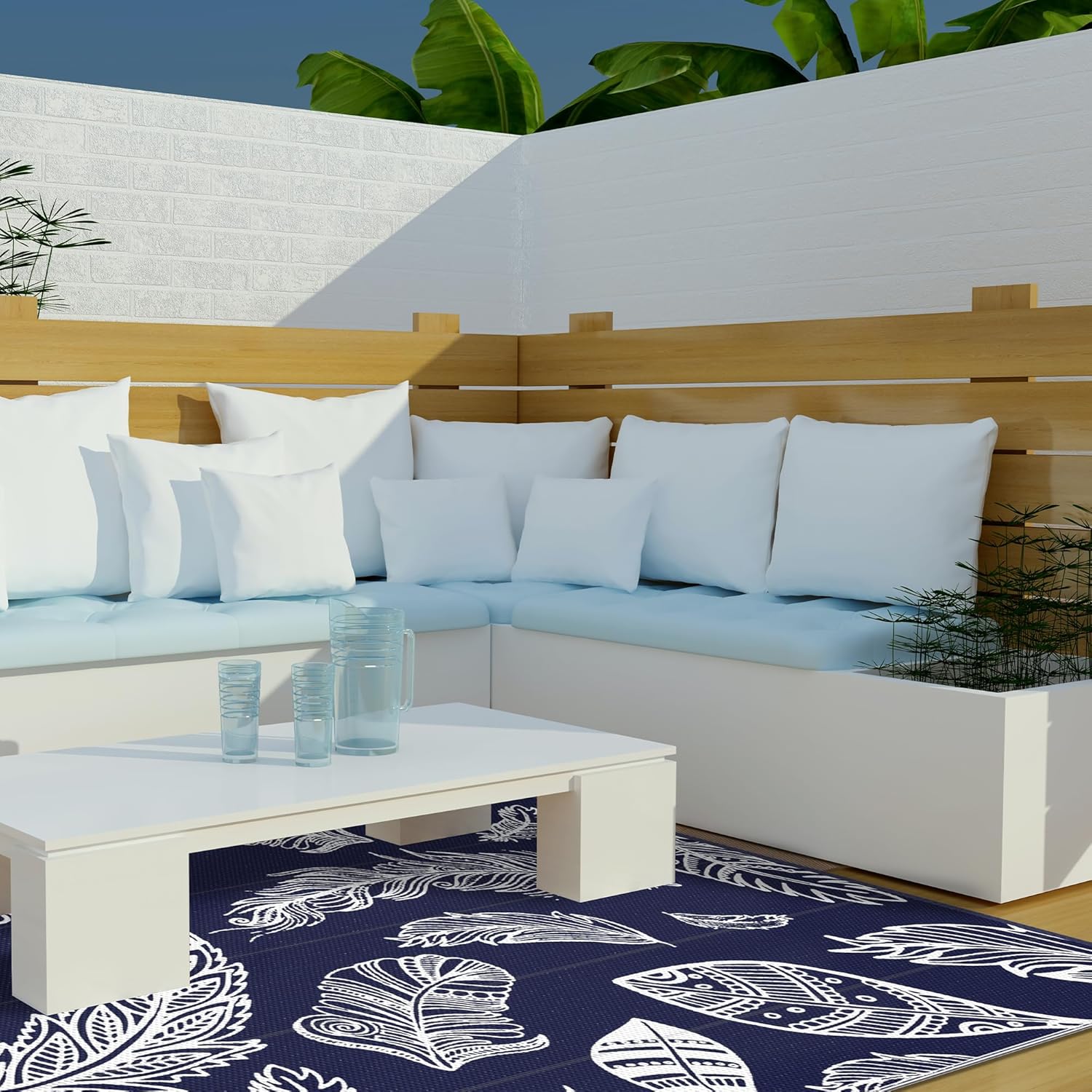 Detalle 2 de GENIMO Outdoor Rug 180x275cm – Waterproof & UV Resistant Patio Mat 🧩