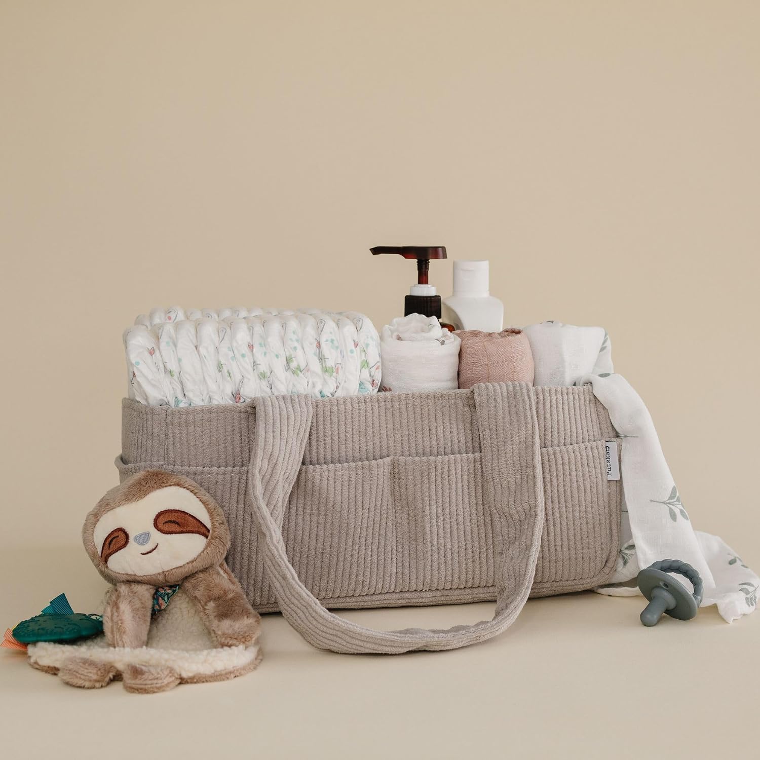 Thumbnail 6 de PUTSKA Baby Nappy Caddy Organiser (Corduroy Grey) for Changing Table & Car