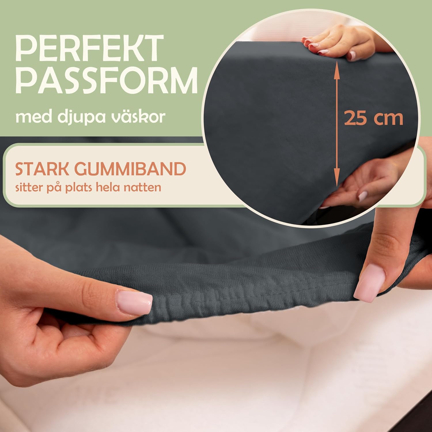 Detalle de NatureMark NM-BMF-90-A-140 spännlakan i mikrofiber, antracit 140 x 200 cm