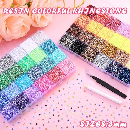 Thumbnail 2 de JOLCEEY 52000pcs Nail Art Rhinestones 3mm Bedazzling Kit – Flat Back Gems for Nails and Crafts