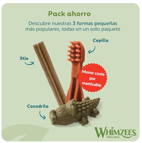 Detalle de WHIMZEES Caja Surtida S, 56 Piezas – Golisinas dentales naturales para perros pequeños