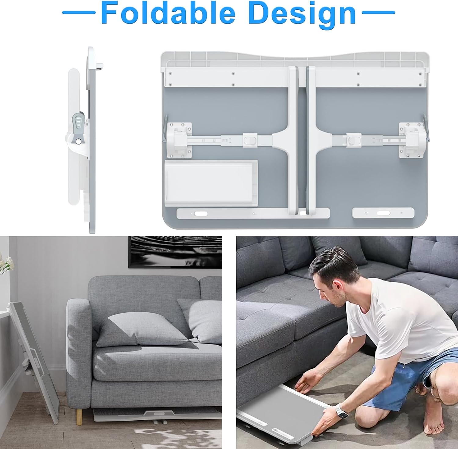 Thumbnail 4 de HETTHI F8 XXL Adjustable Bed Desk with PVC Leather Top and Storage Drawer