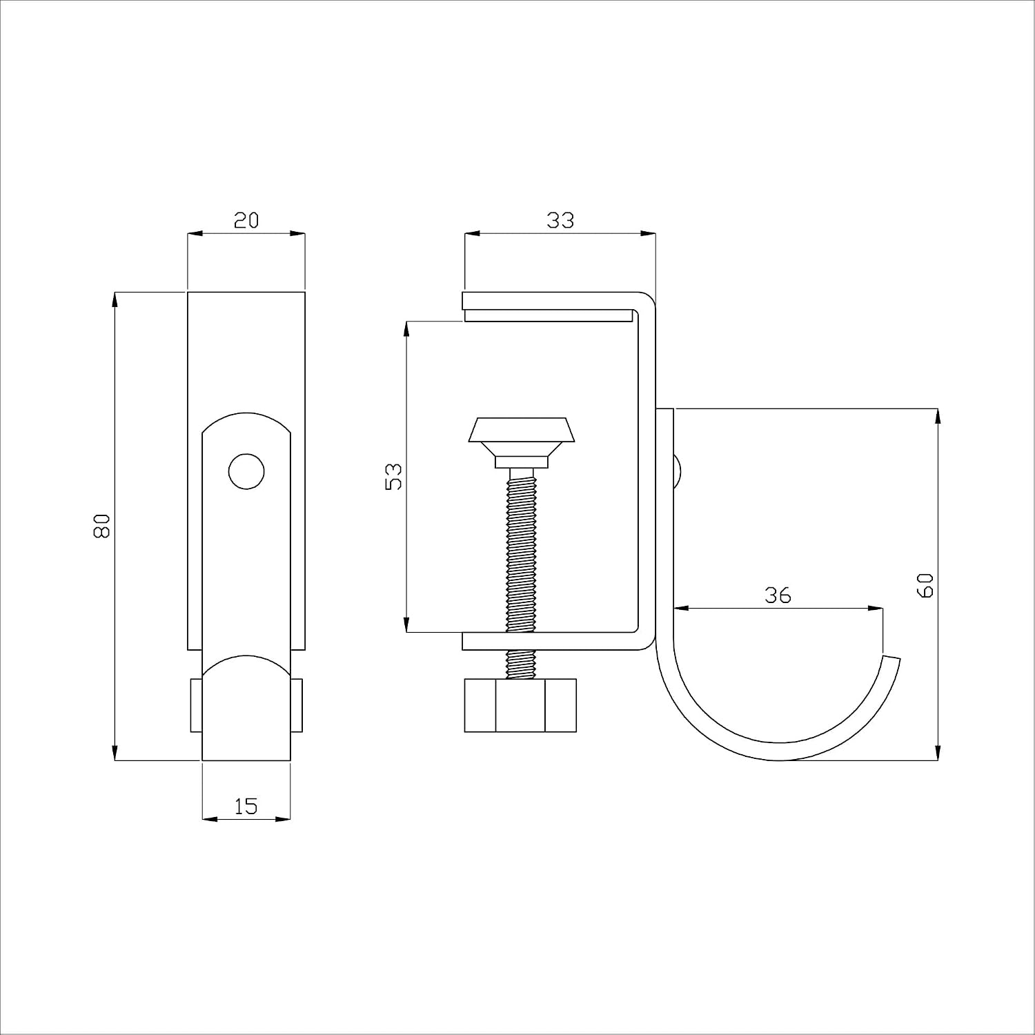 Detalle de 和気産業 CLH-101 クランプ式Jフック 耐荷重5kg・厚さ10~40mm対応