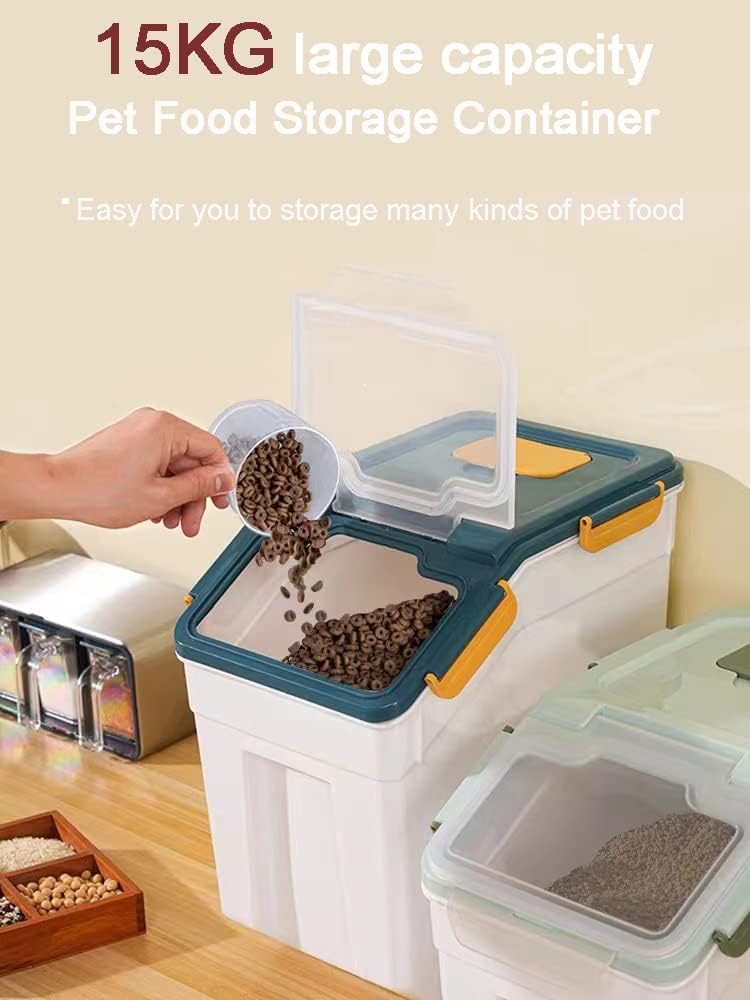 Thumbnail 5 de Uotyle 7-10KG Plastic Food Storage Container Box with Lid & Wheels (Grey)