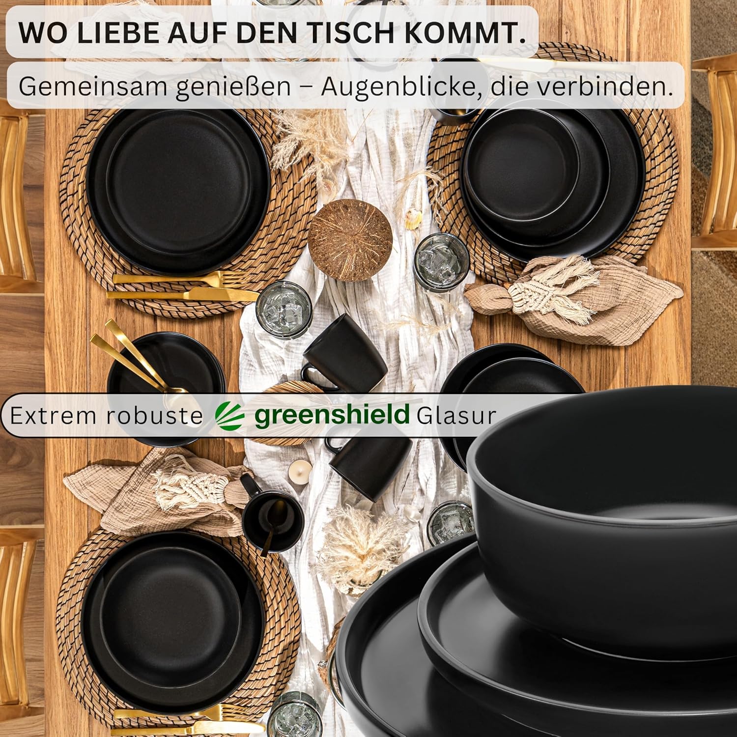 Thumbnail 3 de SÄNGER Madeira Tafelservice 24-teilig aus Steingut für 6 Personen – schwarz matt (VALUE COLLECTION)