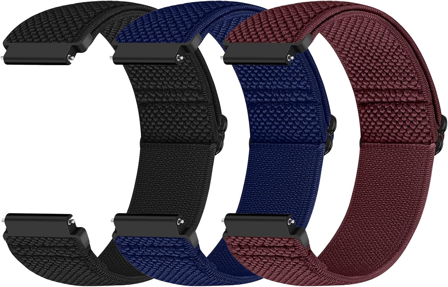 Detalle de Yunshare Quick Release Elastic Nylon Watch Strap (18mm–24mm), 3 Pack for Samsung, Garmin, Fossil and more