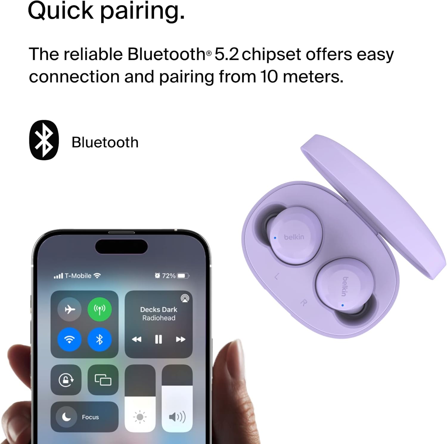 Detalle de Belkin SoundForm Bolt True Wireless Earbuds with up to 28H battery life and Mono Mode