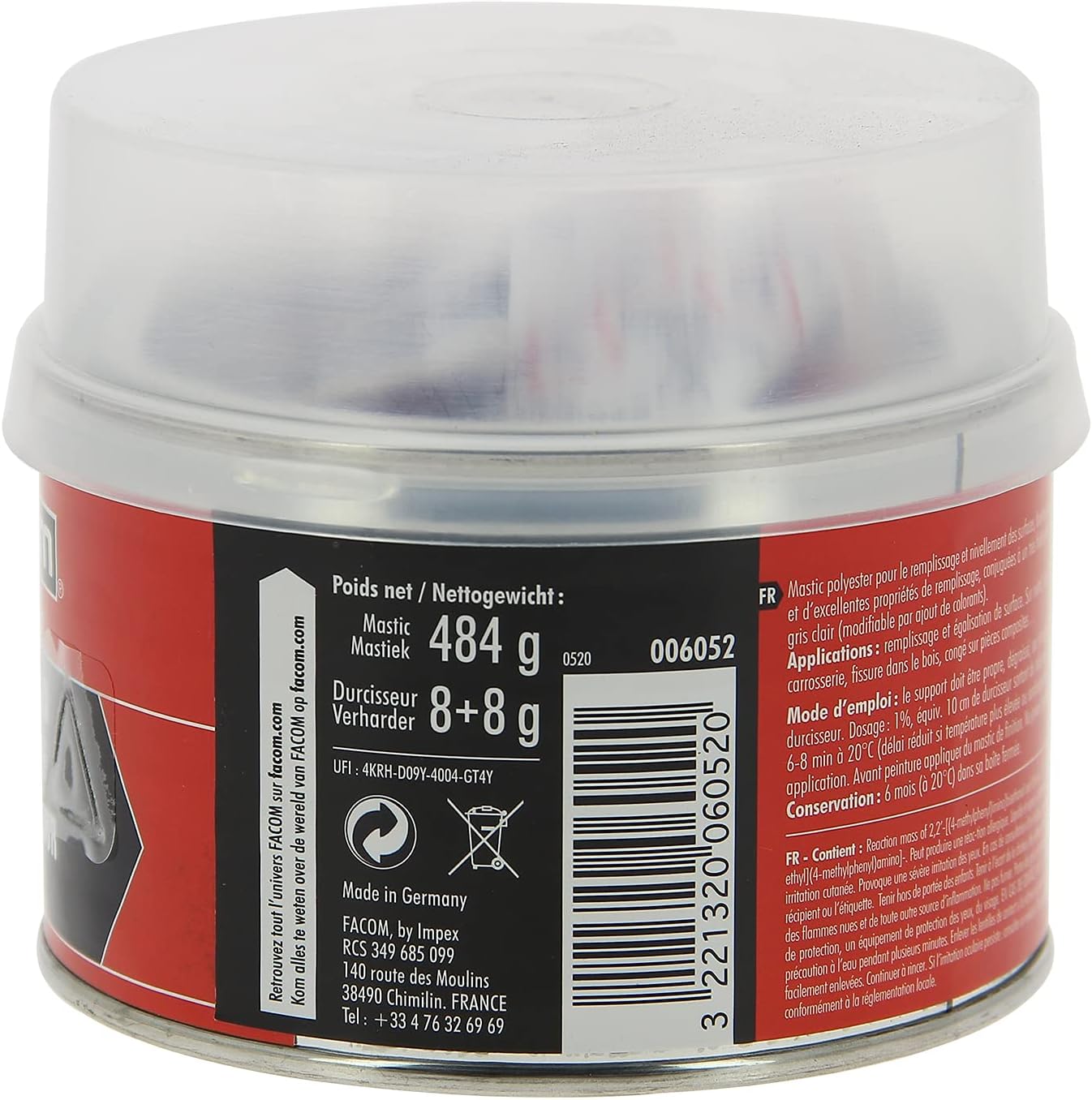 Thumbnail 4 de Facom 006052 Mastic Polyester Standard 500 g, gris clair
