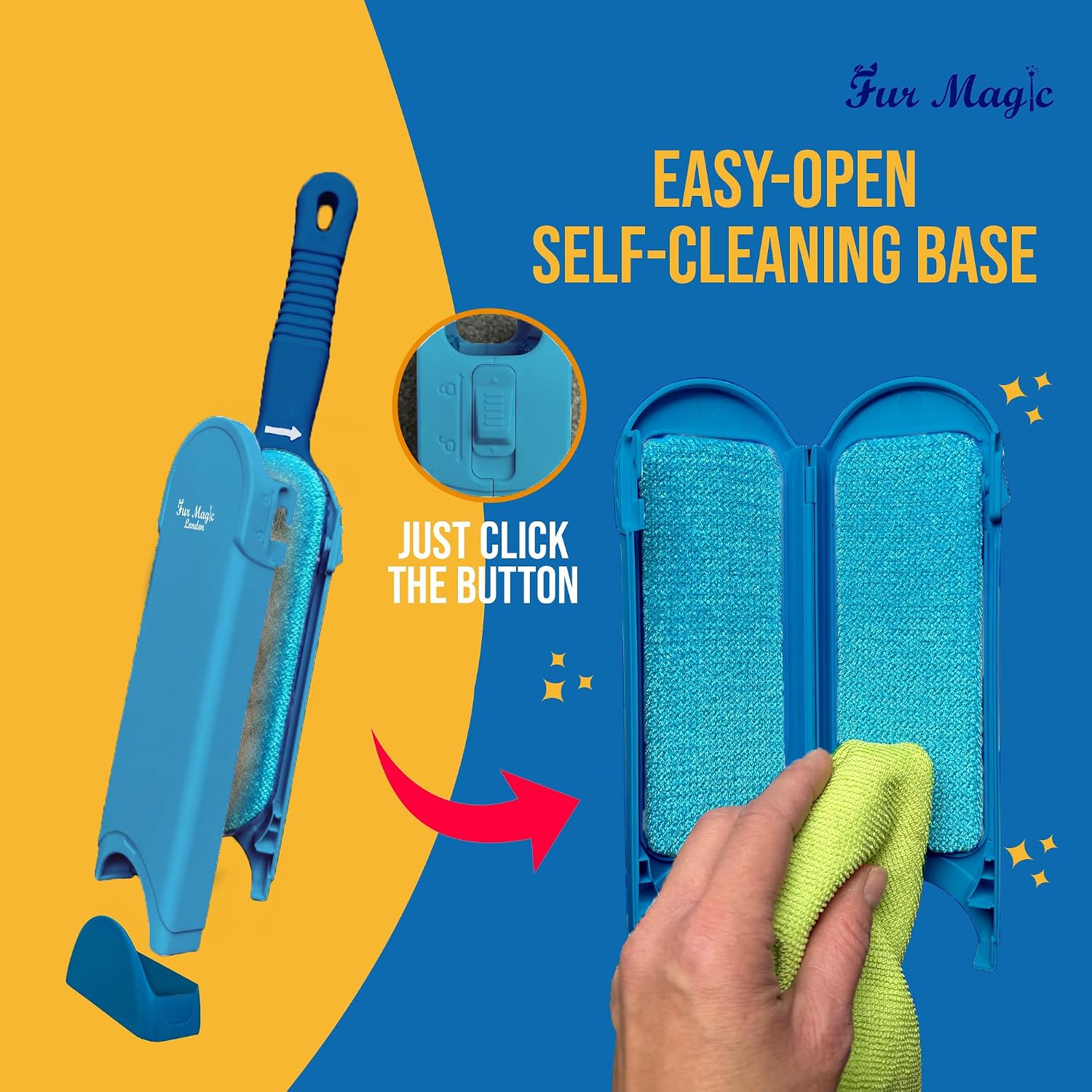 Thumbnail 1 de Fur Magic Pet Hair Remover Brush with Easy-Open Self-Cleaning Base (Blue) – reusable lint & fur remover