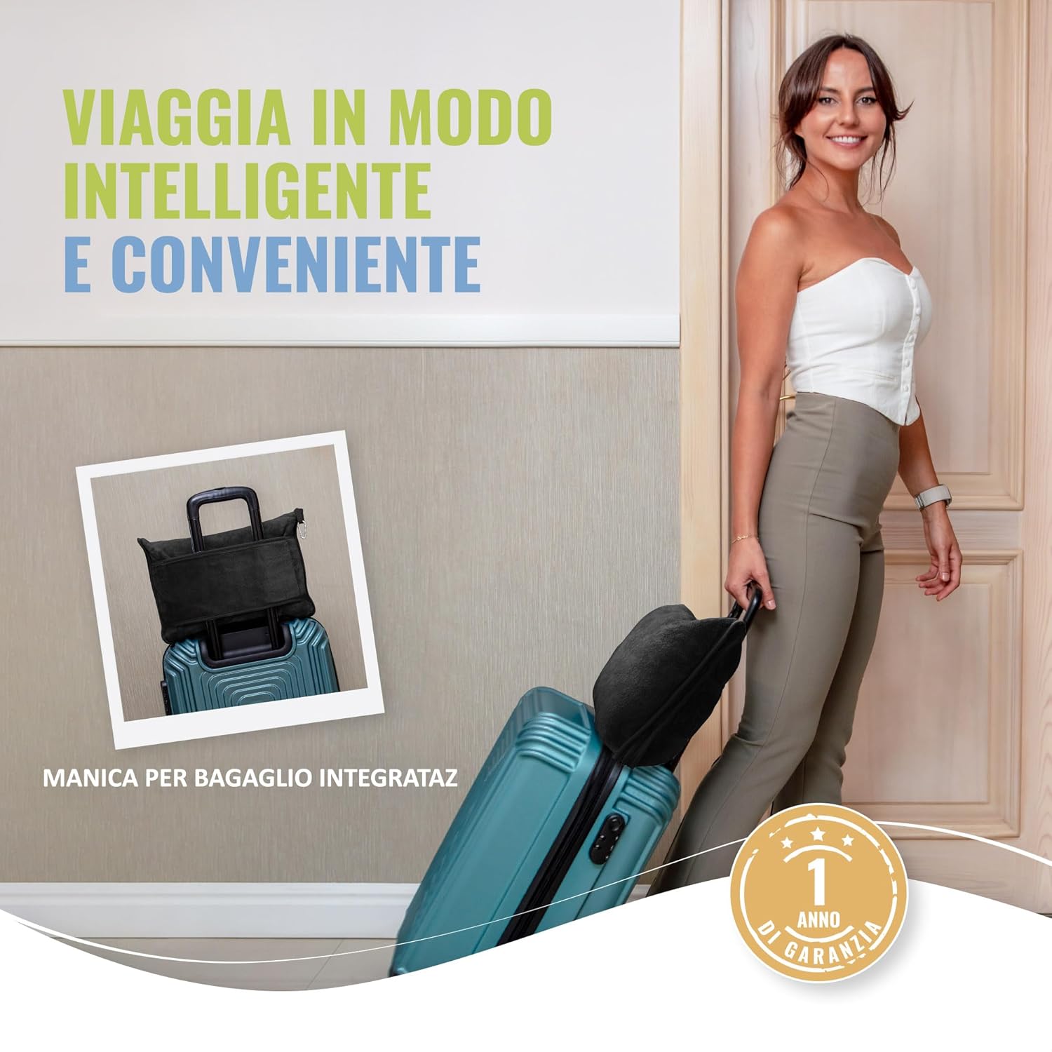 Detalle de BOACAY Coperta da Viaggio Morbida e Calda 100x160 cm: 2-in-1 Cuscino e Coperta per Aereo e Auto