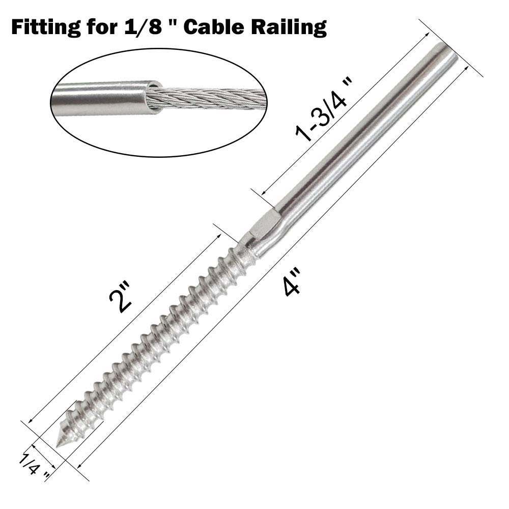 Thumbnail 1 de TooTaci T316 Stainless Steel Wire Rope 3mm Balustrade Cable Railing Kit (30m) with Tensioners & Lag Screws