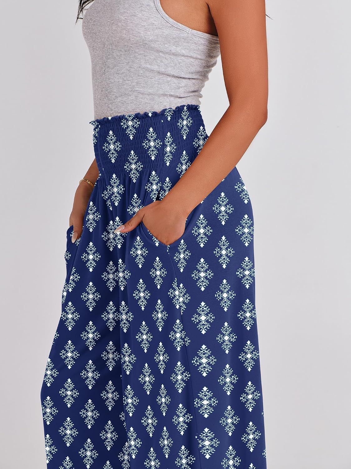 Thumbnail 6 de ANRABESS Women Palazzo Pants: Boho Wide-Leg Comfort with Hidden Pocket