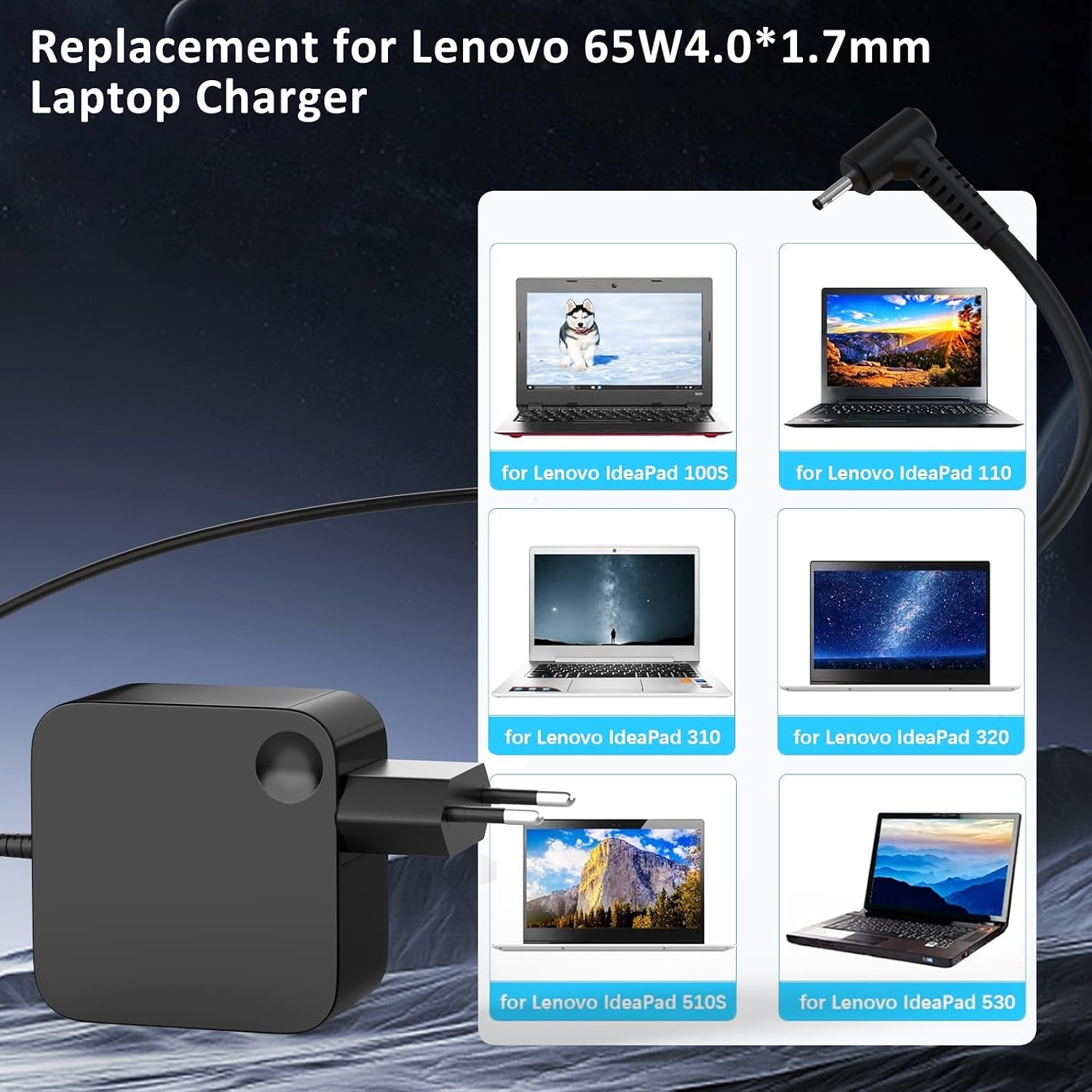 Thumbnail 4 de 65-Watt Laptop-Netzteil Ladegerät für Lenovo IdeaPad & Yoga (mit 4,0 x 1,7 mm Stecker)