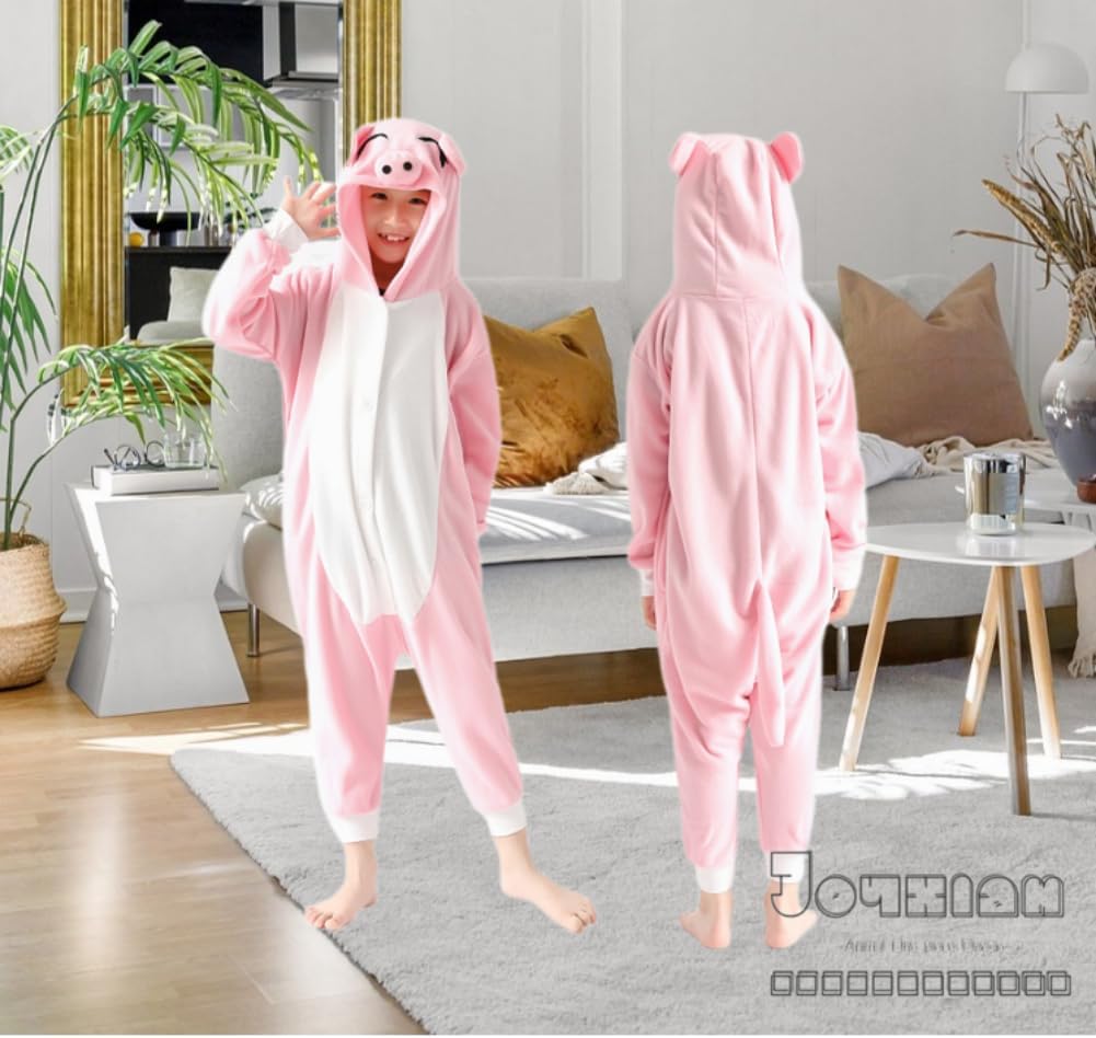 Detalle de Joyxiam Kids Pig Onesie Pajamas, Flannel Costume with Buttons and Pockets