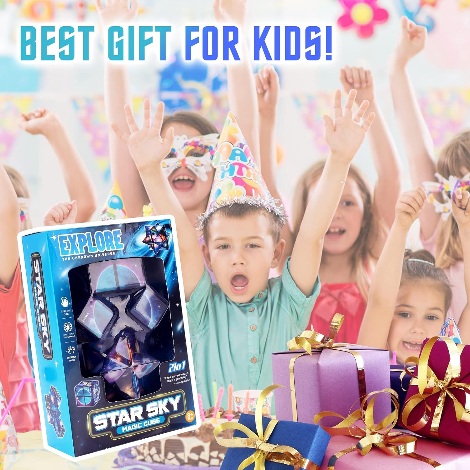 Thumbnail 5 de pearoft 2-in-1 Sternenklarer Himmel Zauberwürfel Infinity-Würfel (Stern- und Galaxienwürfel) – Stressabbau & kreatives Spiel