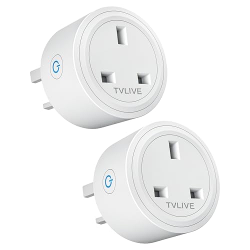 Detalle de TVLIVE Smart Plug 2 Pack: Alexa & Google Home Voice Control, Energy Monitoring, 2.4GHz Wi‑Fi, UK Plug