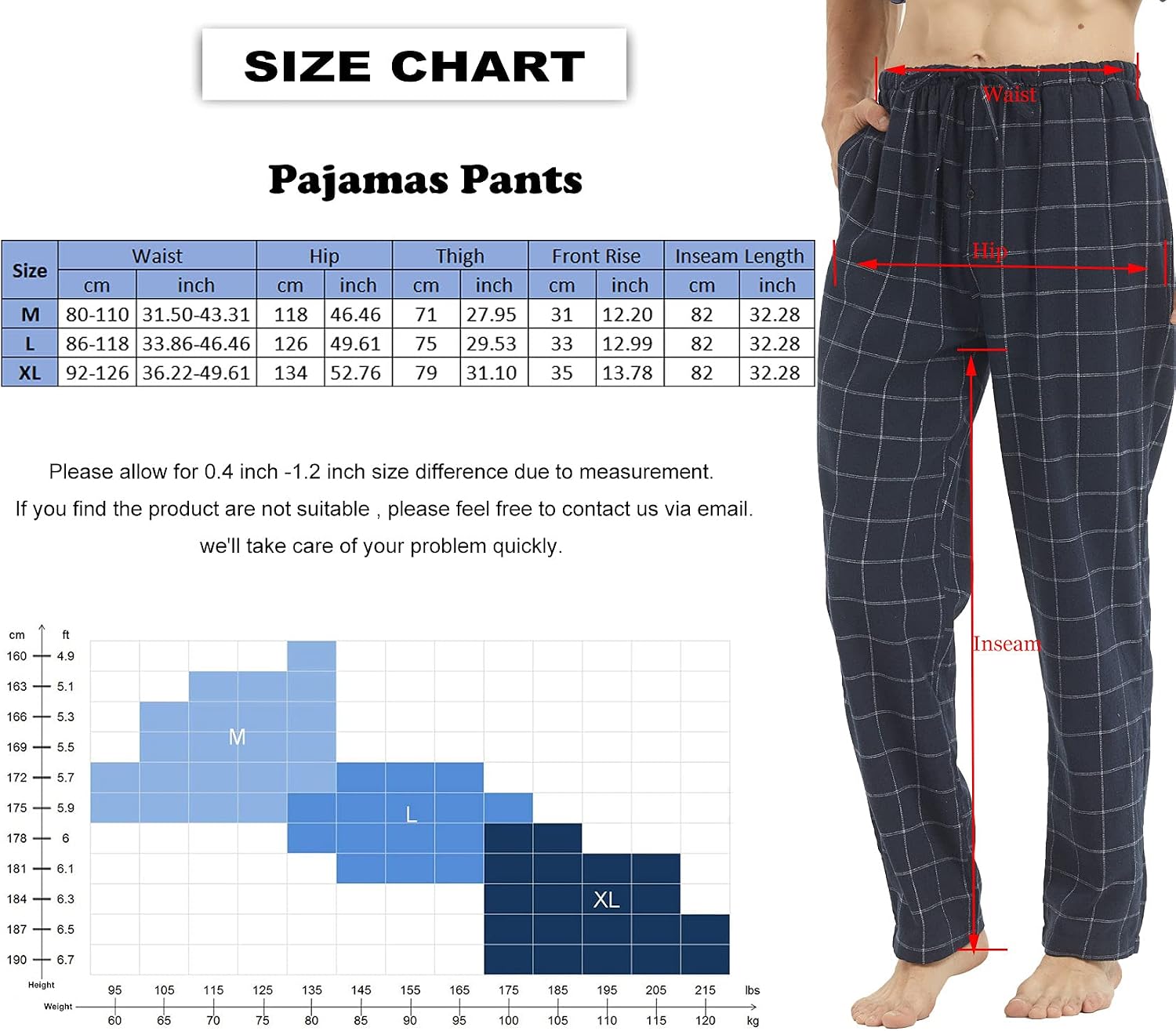 Thumbnail 5 de LANBAOSI Mens Pyjama Bottoms 2 Pack