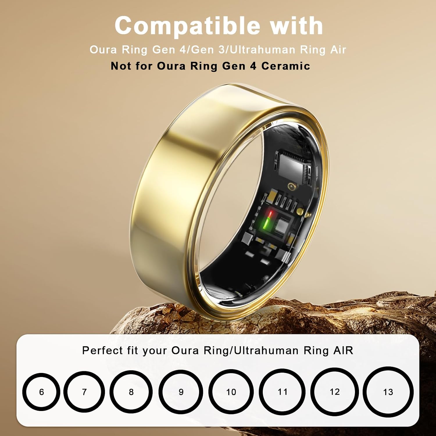 Detalle de 3 Pack TPU Ring Covers for Oura Gen 4/Gen 3 Horizons / Heritage / Ultrahuman Ring – Clear (Size 11)