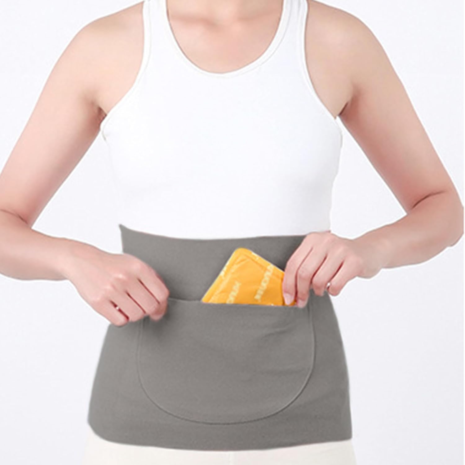 Detalle de MilyaDE Samt Nierenwärmer Rückenwärmer – 2 Wärmepad Taschen, Elastisch, XL