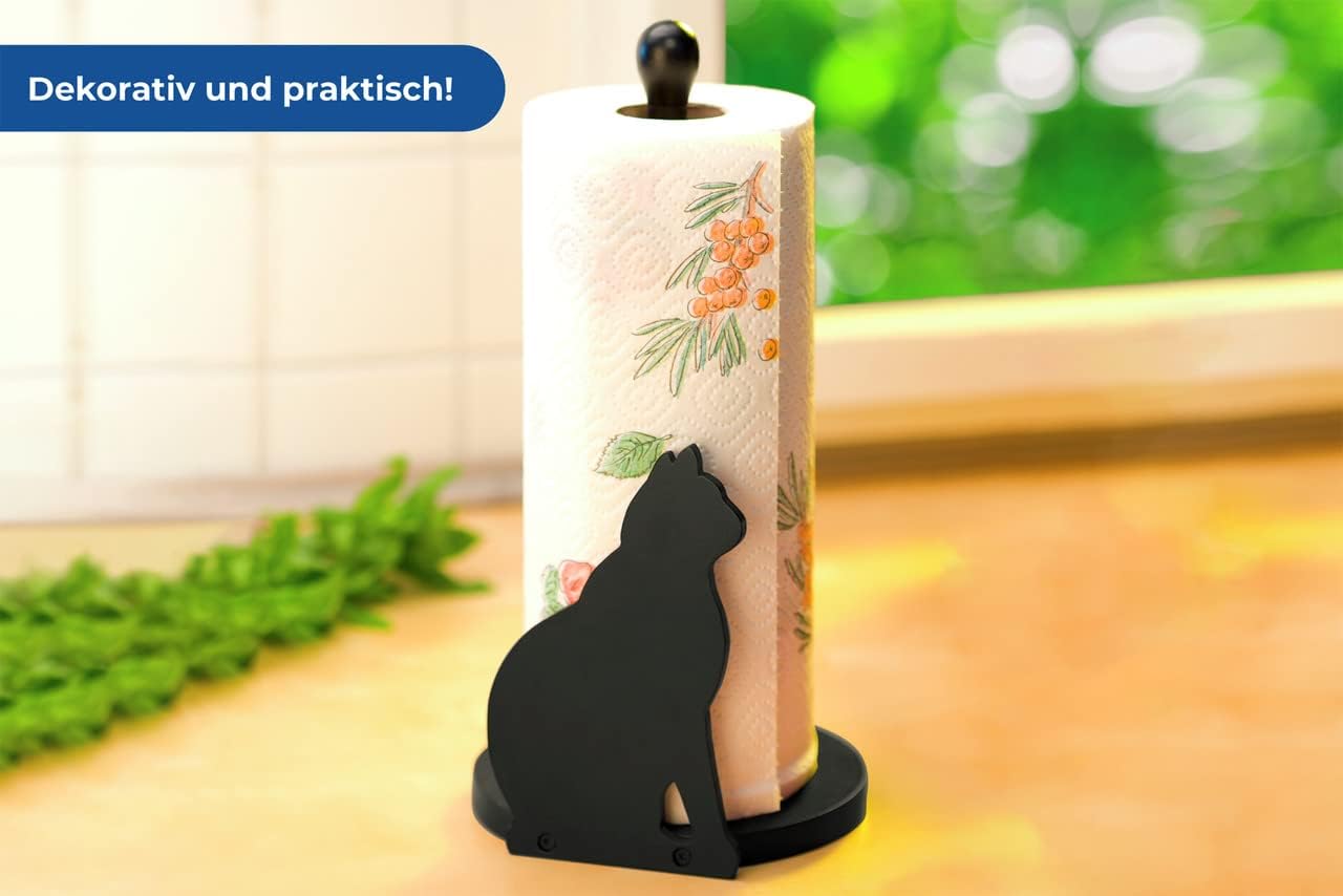 Thumbnail 3 de Maximex Porte papier CHAT, Noir – Porte-papier en bois laqué noir (15 x 30 x 15 cm)