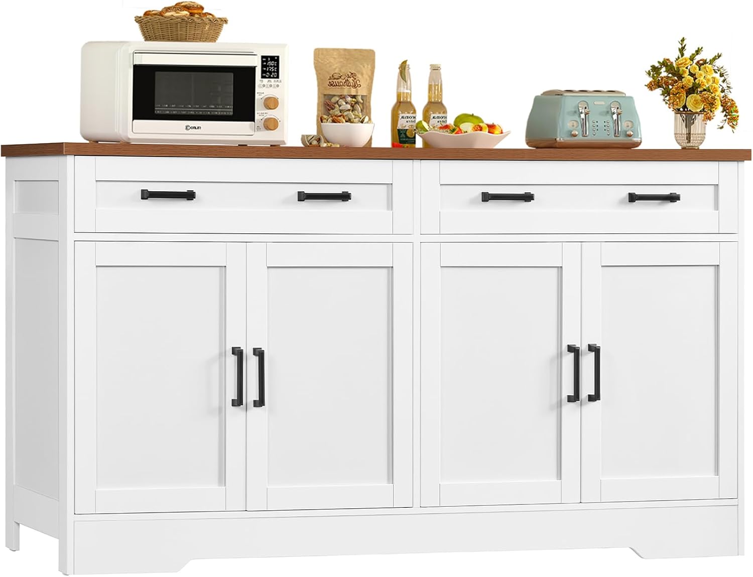 Detalle de TEENFON Buffet Cabinet, 2 Drawers, 4 Doors and Adjustable Shelves