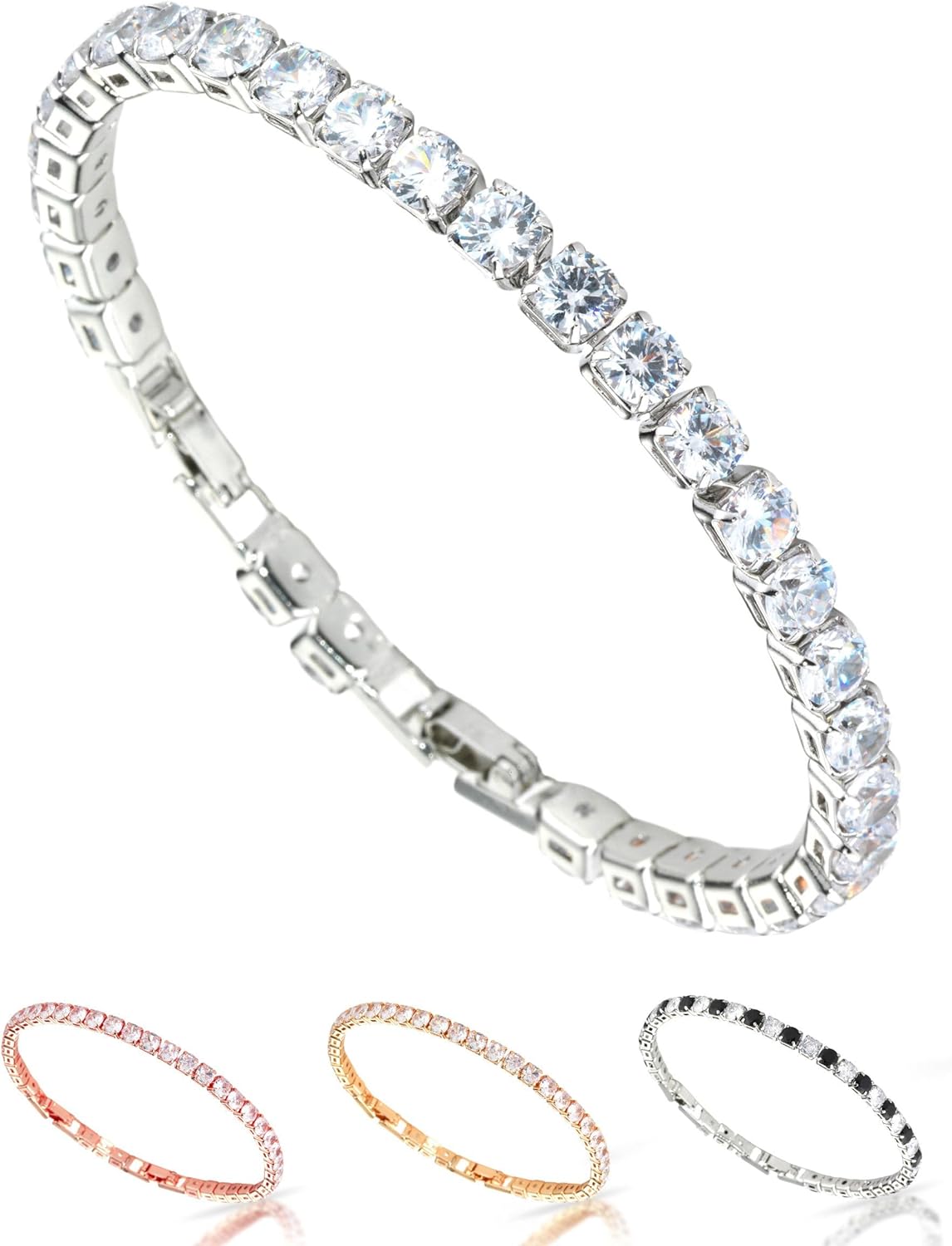 Detalle de inSCINTILLE Bracelet Tennis en Zirconium pour Homme et Femme – Réglable