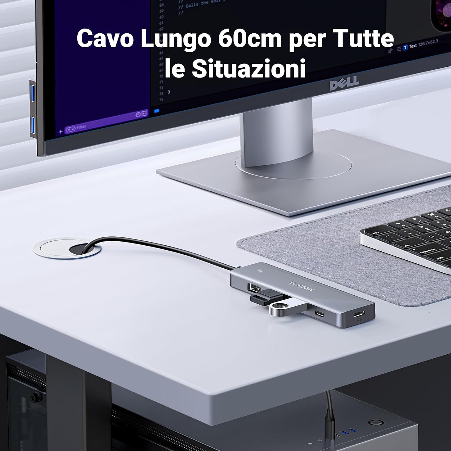 Detalle de UGREEN Hub USB 3.0 4 Porte: Adattatore Sdoppiatore per PC, Mac e Console con Cavo 60 cm