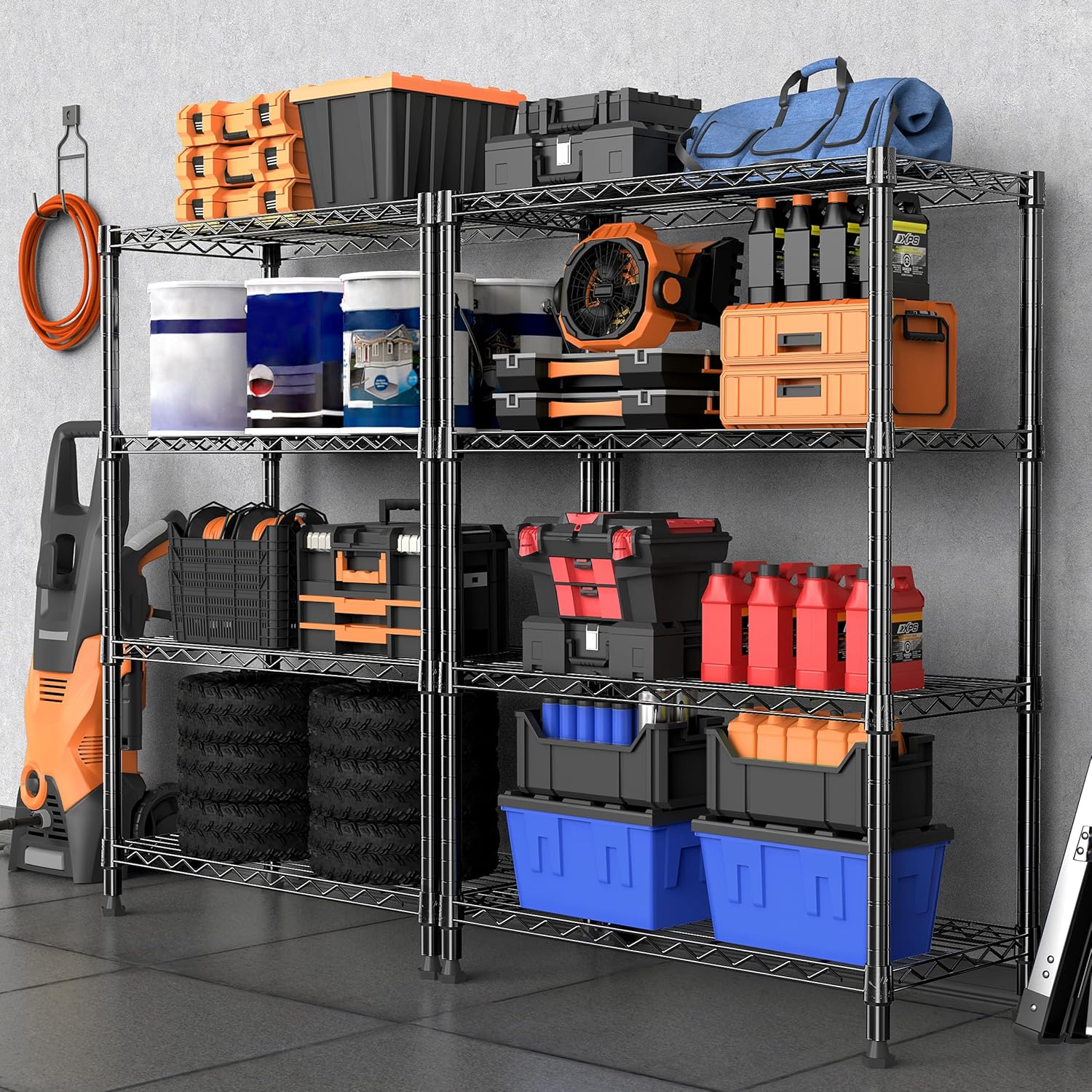 Thumbnail 6 de M MZG 1000 lbs Storage Shelving – 4-Tier Heavy Duty Steel Unit (35 × 75 × 120.7 cm)