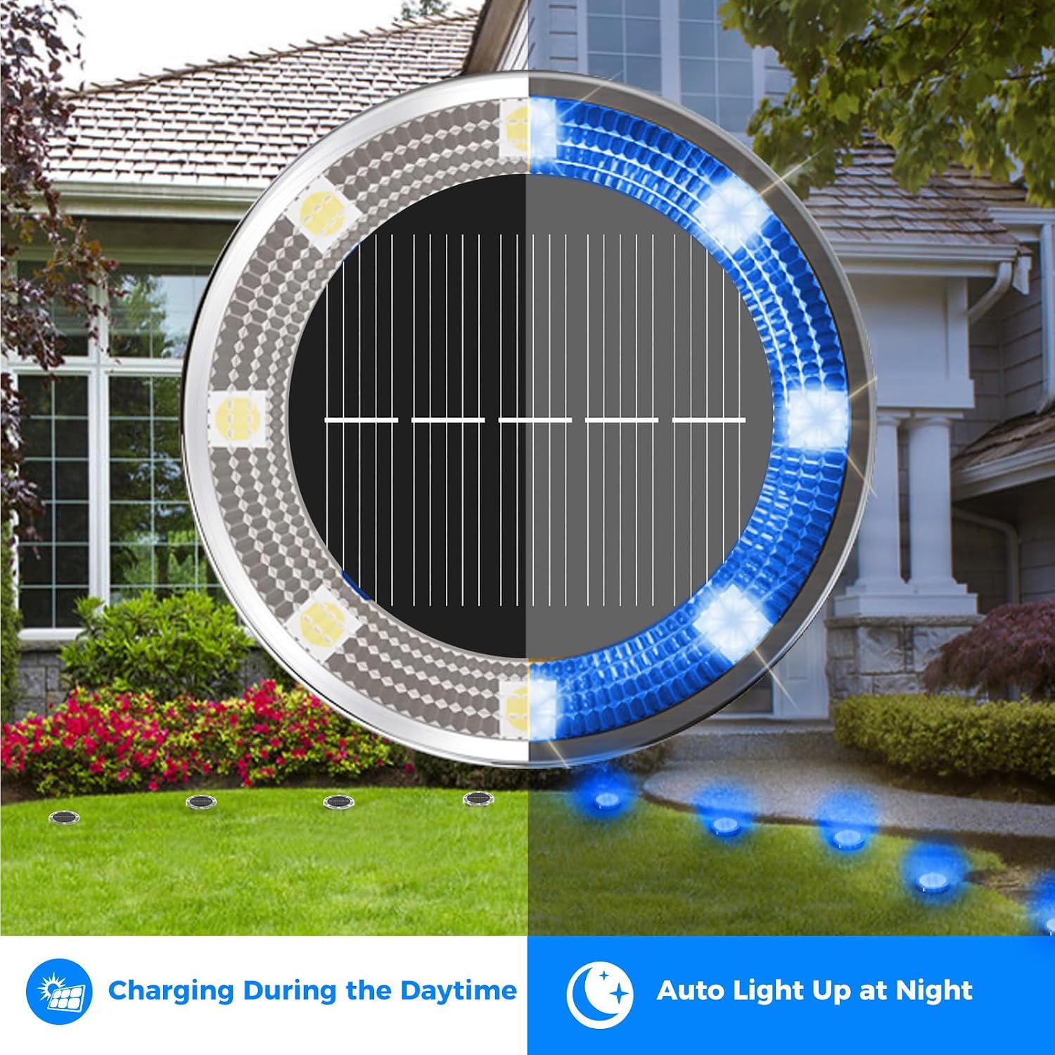 Detalle de Peasur Solar Bodenleuchten Aussen – 12 Stück, 8 LED Blau