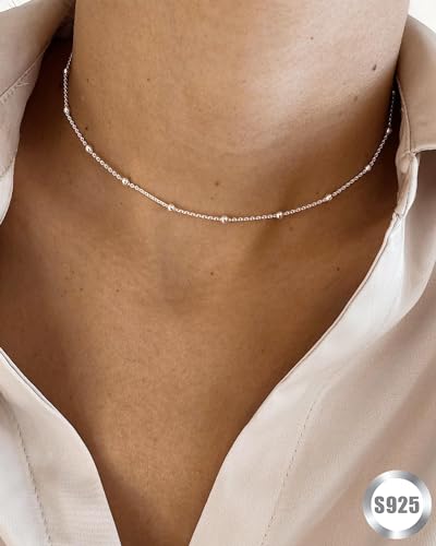 Thumbnail 6 de FUNÉIA - Cadena de plata de ley 925 para mujer ajustable (40–60 cm), plateada con rodio