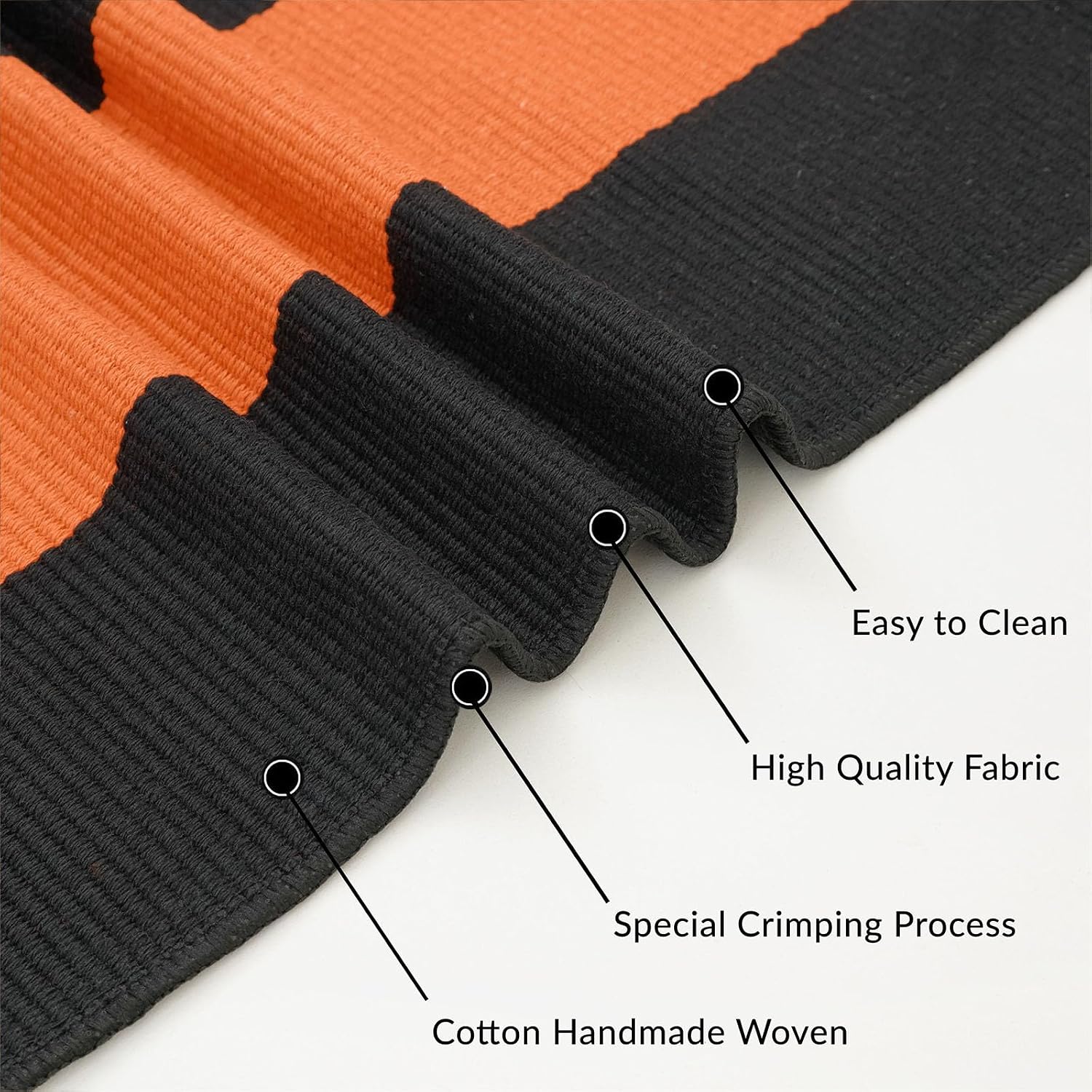Thumbnail 6 de IOHOUZE Striped Rug 3' x 5' Indoor/Outdoor Cotton-Blend Rug, Orange/Black