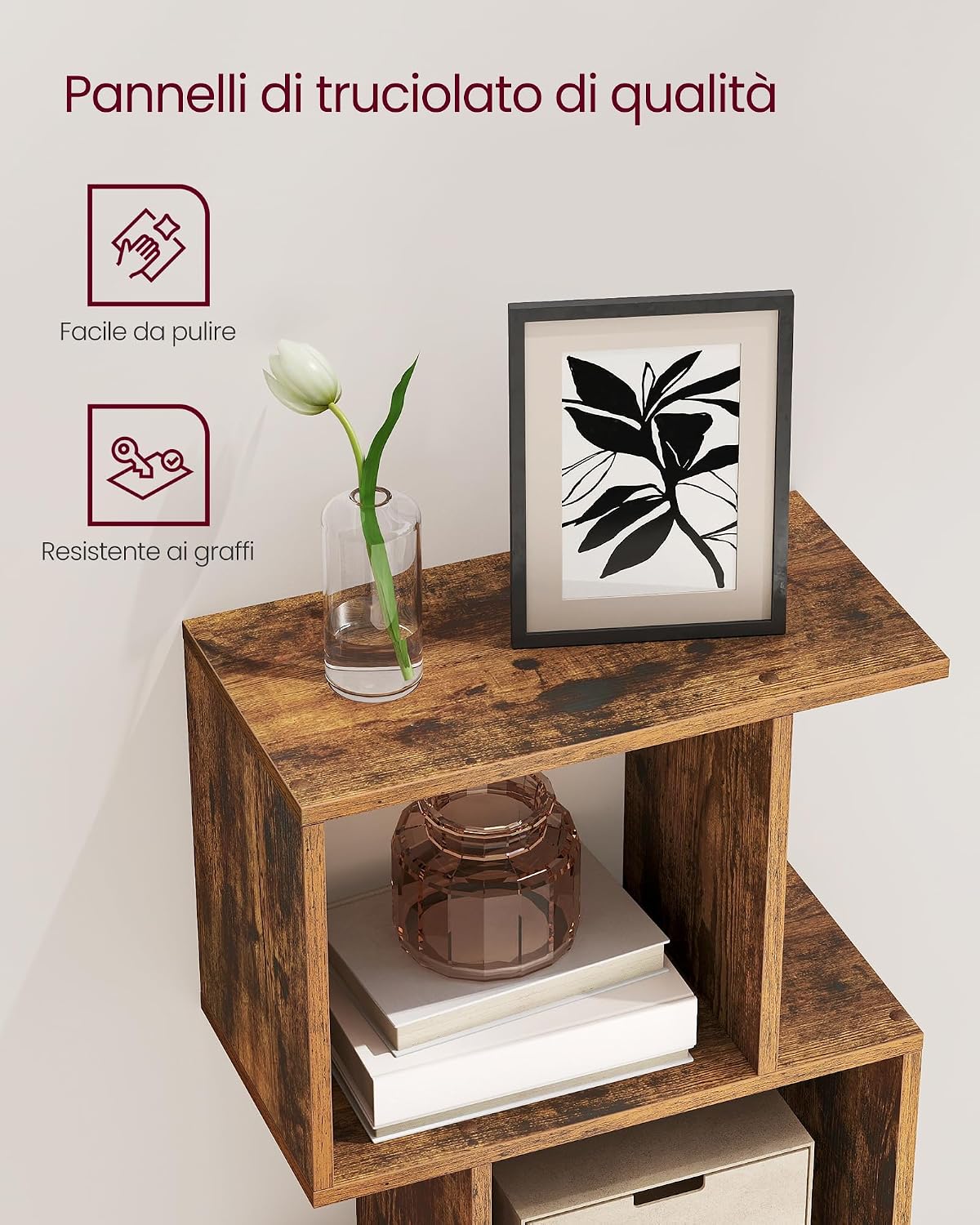 Thumbnail 6 de VASAGLE CUSTOS Collezione - Scaffale a 6 Ripiani in Marrone Vintage, 24 x 40 x 191 cm