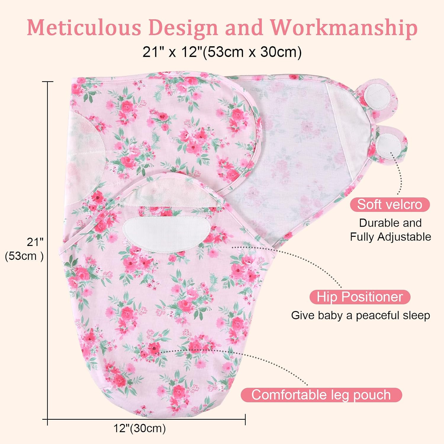 Detalle de David's Kids Baby Swaddle Wrap, 100% Cotton