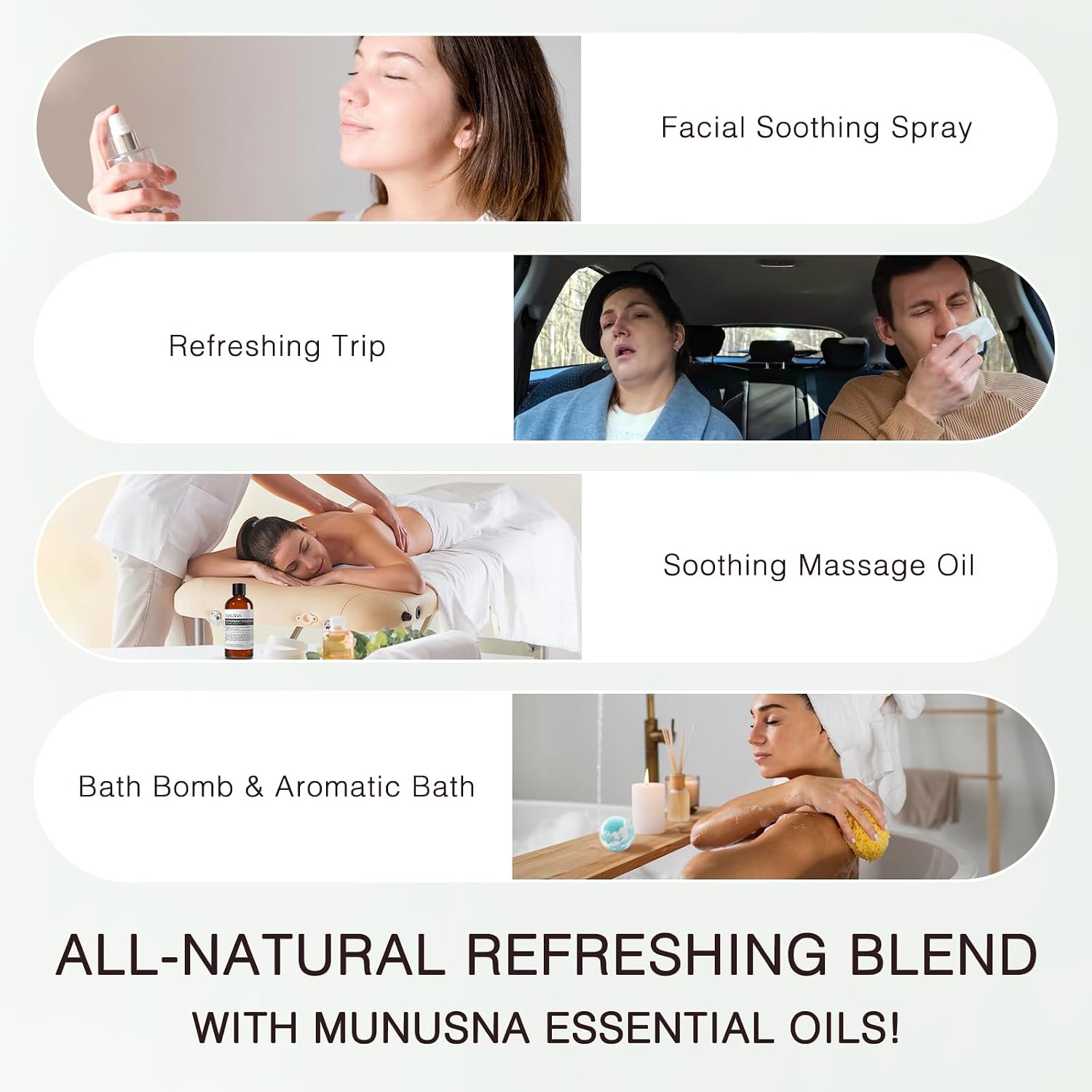 Detalle 2 de MUNUSNA Peppermint Essential Oil: 100% Pure & Natural, 100ML – Premium Aromatherapy for Skin, Hair, Diffuser, and DIY Crafts
