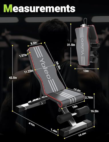 Thumbnail 2 de YOLEO Banc de Musculation réglable pour entraînement complet du corps – Banc incline/declinable, pre-assemblé