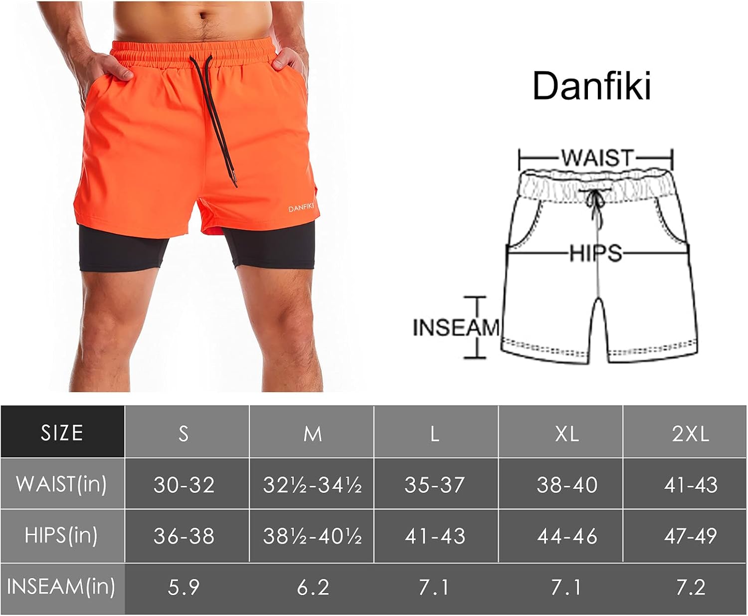 Thumbnail 6 de Danfiki Pantaloncini Sportivi da Uomo Running Shorts Asciugatura Rapida con Tasca Nascosta – 2 in 1
