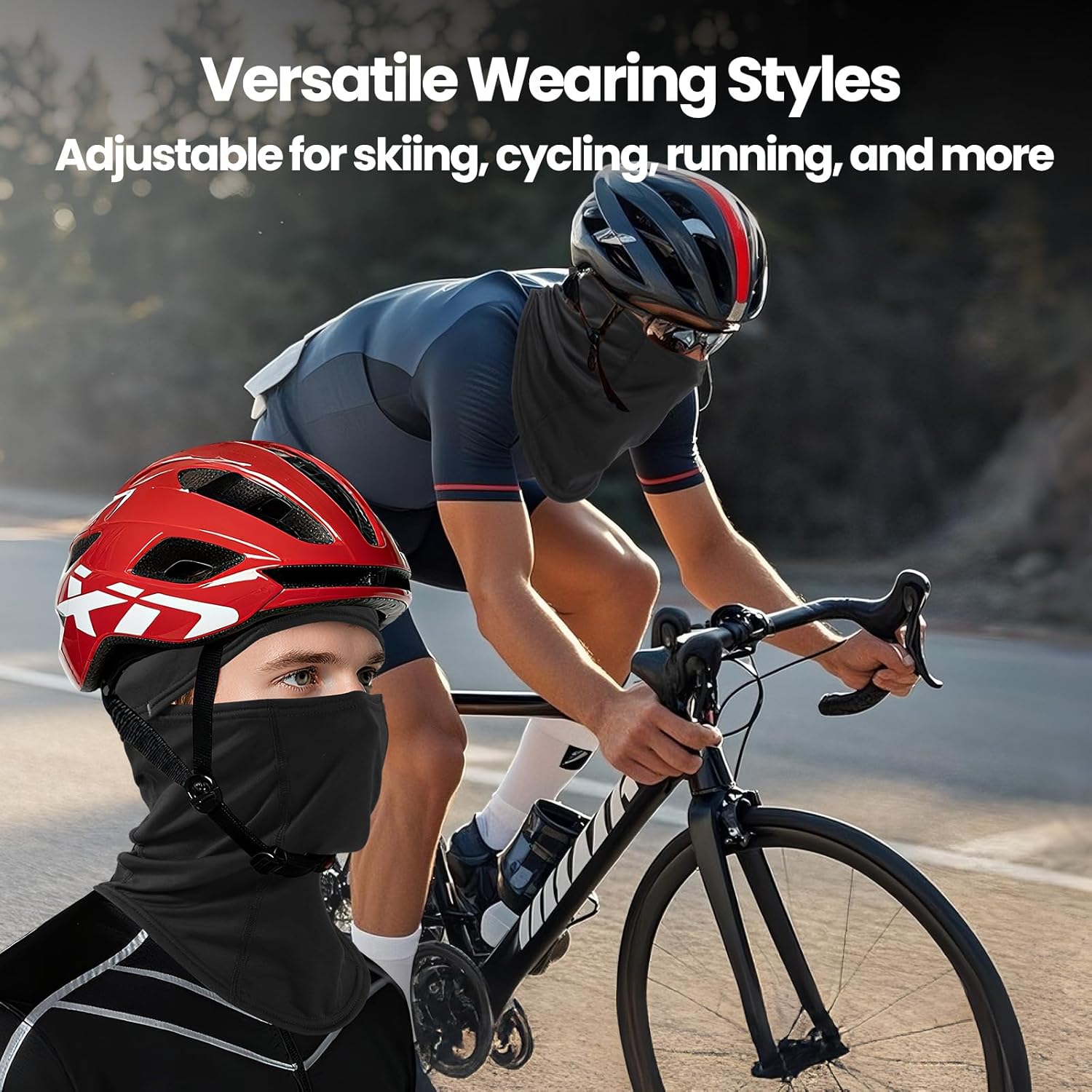 Detalle de Huccik Cagoule Chaude Hiver Coupe-Vent – Masque Visage polyvalent pour sport et outdoor