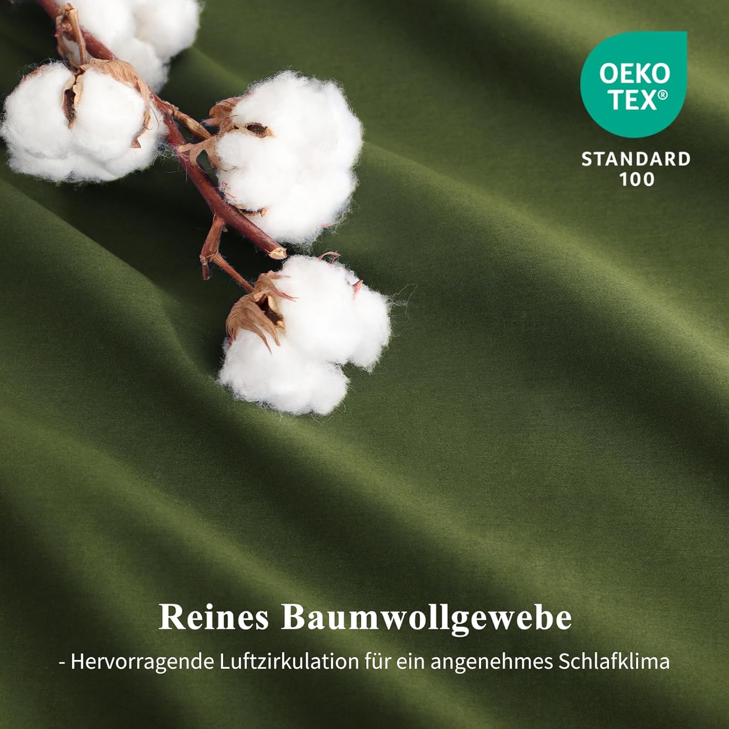Thumbnail 4 de Aisbo Bettwäsche 135x200 Baumwolle 4teilig Olivgrün