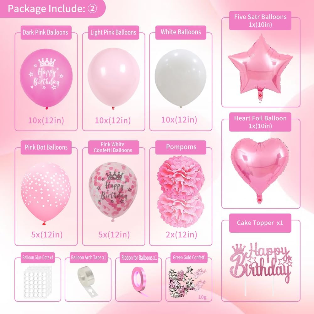 Detalle de Pink birthday party decorations set