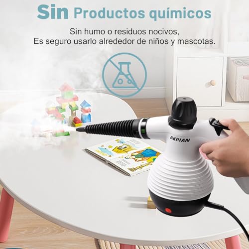 Thumbnail 2 de AKPIAN Limpiador a Vapor Portátil con 10 Accesorios | Limpia sin químicos en cocinas, cortinas, sofás, baldosas y baños