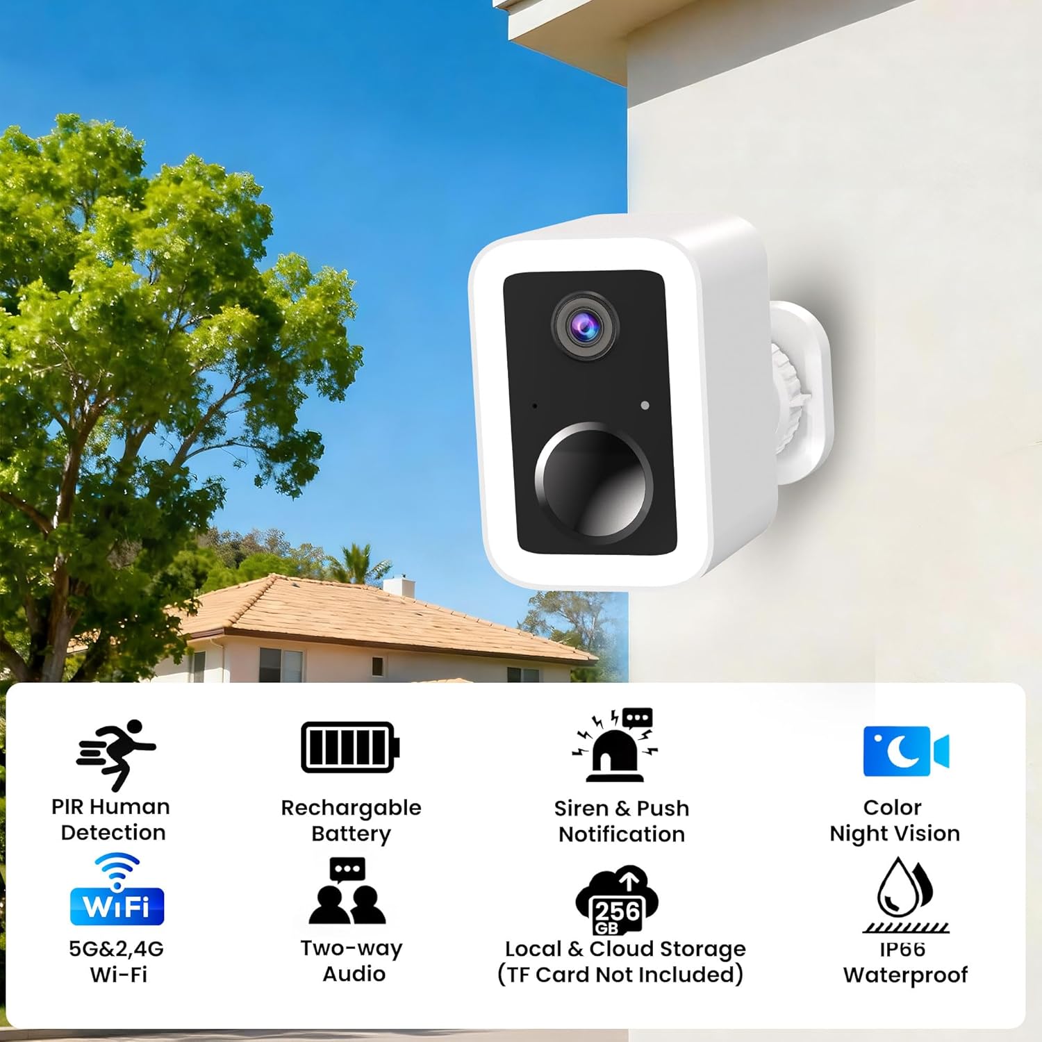 Thumbnail 6 de Funstorm 2K Wireless Security Camera Outdoor (Dual-Band WiFi, Battery Powered) with Spotlight & Siren