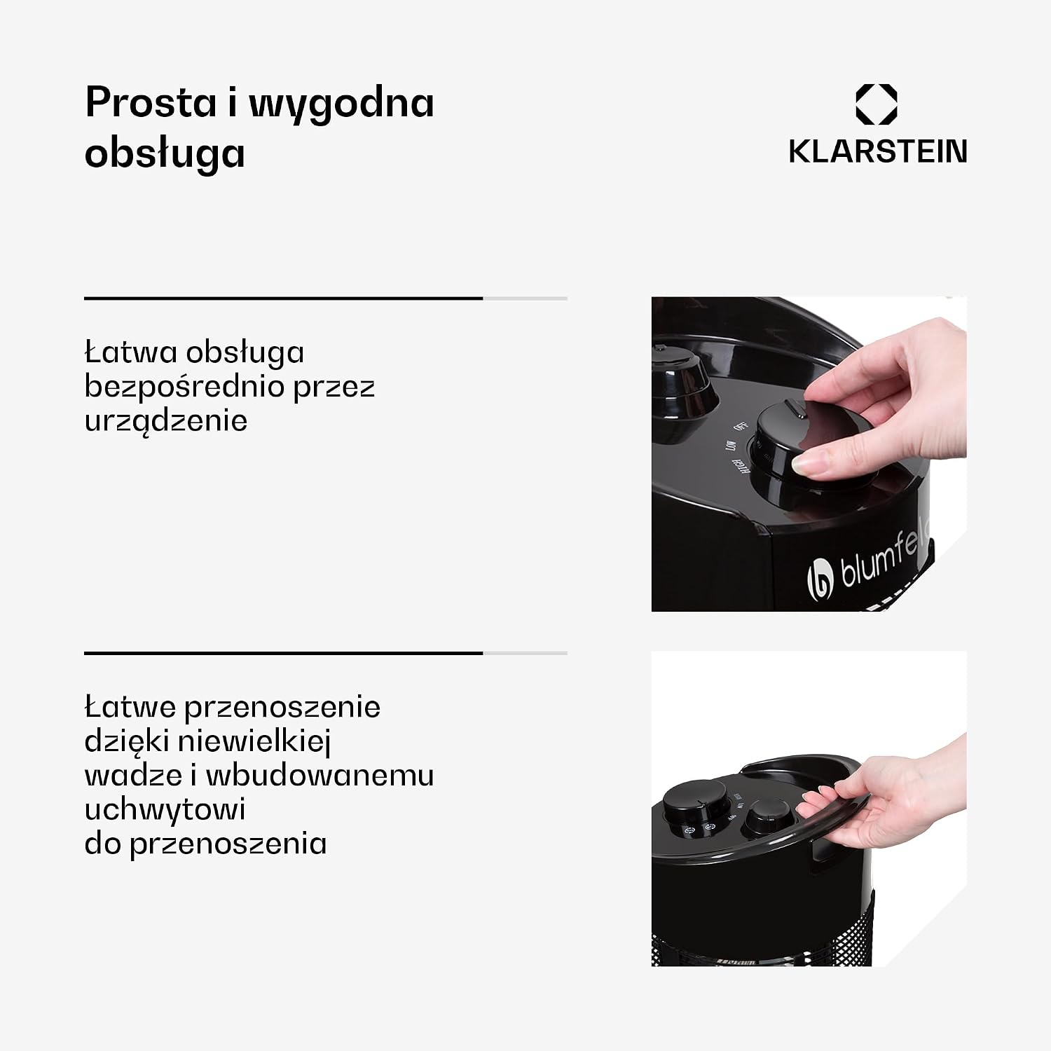 Detalle de blumfeldt Heat Guru 360 – promiennik podczerwieni 600/1200 W, oscylacja 360°
