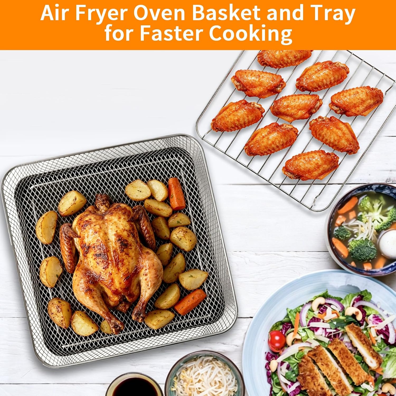 Thumbnail 6 de GCQFZ air fryer oven tray, 12.2 × 12.2 inches