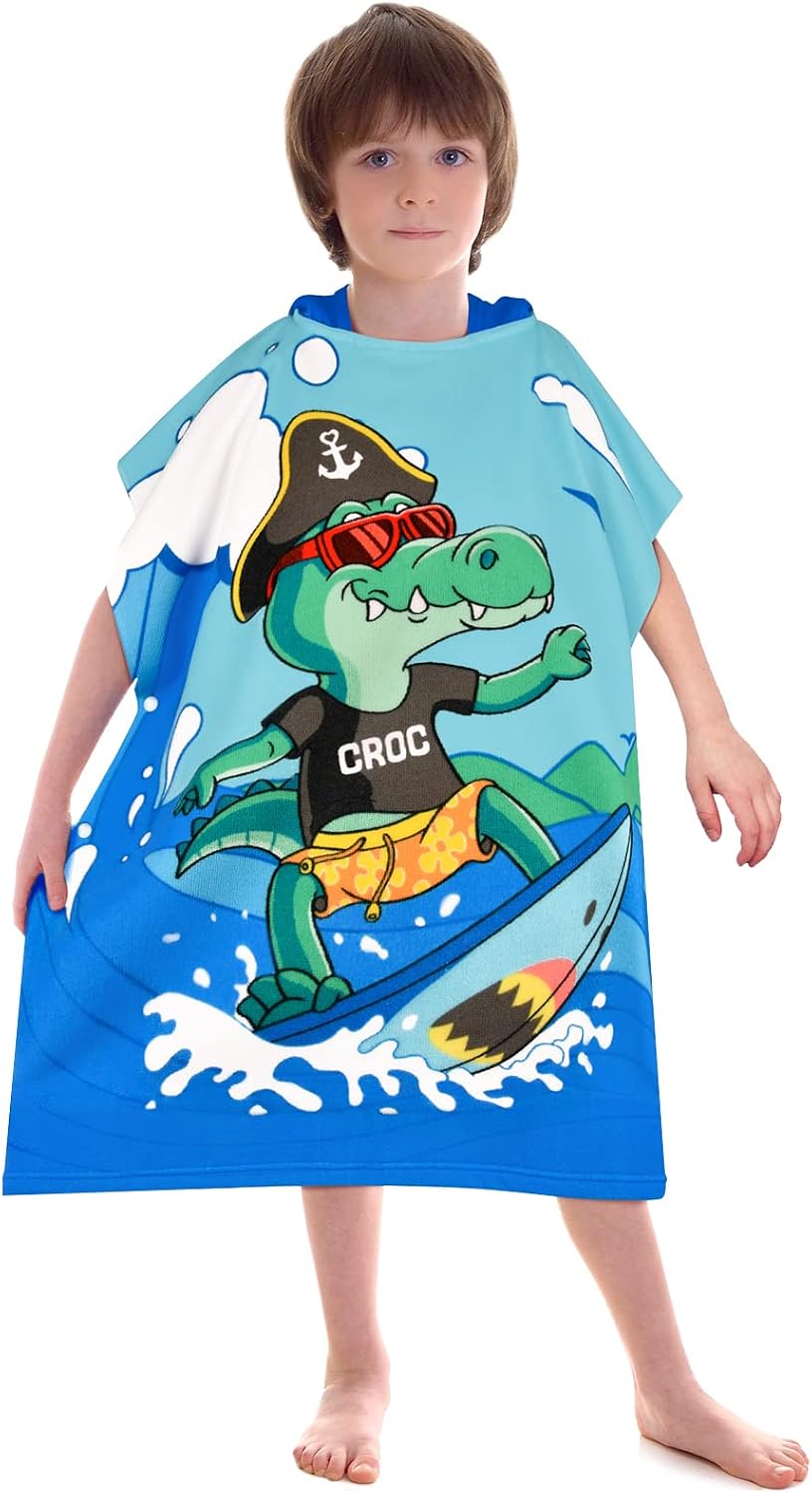 Detalle de BTNEEU Poncho de Bain Enfant avec Capuche: Serviette de Plage absorbante et séchage rapide pour enfants 6–12 ans