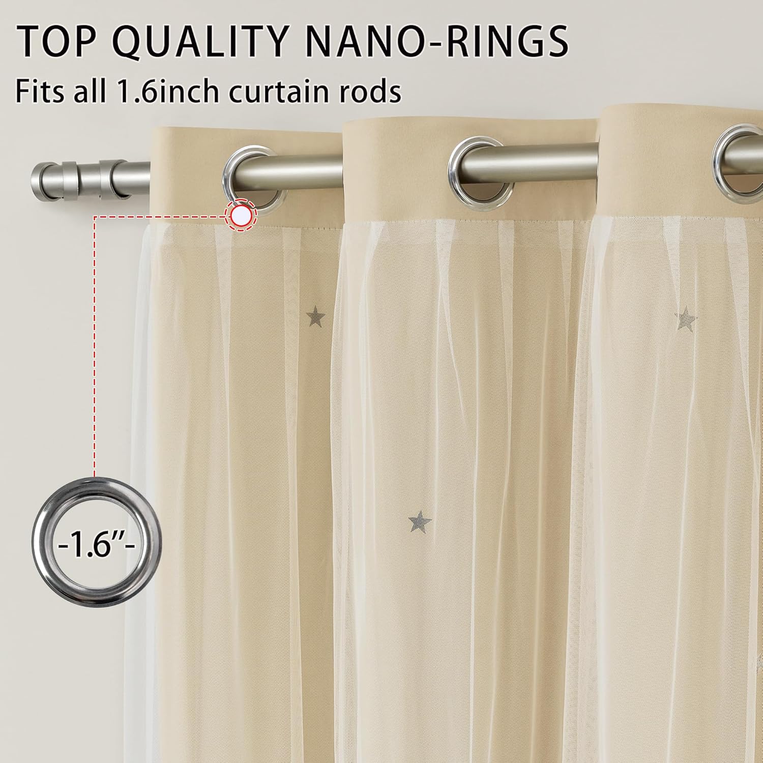Thumbnail 1 de XiDi Curtains for Bedroom Decor Beige52/84/1