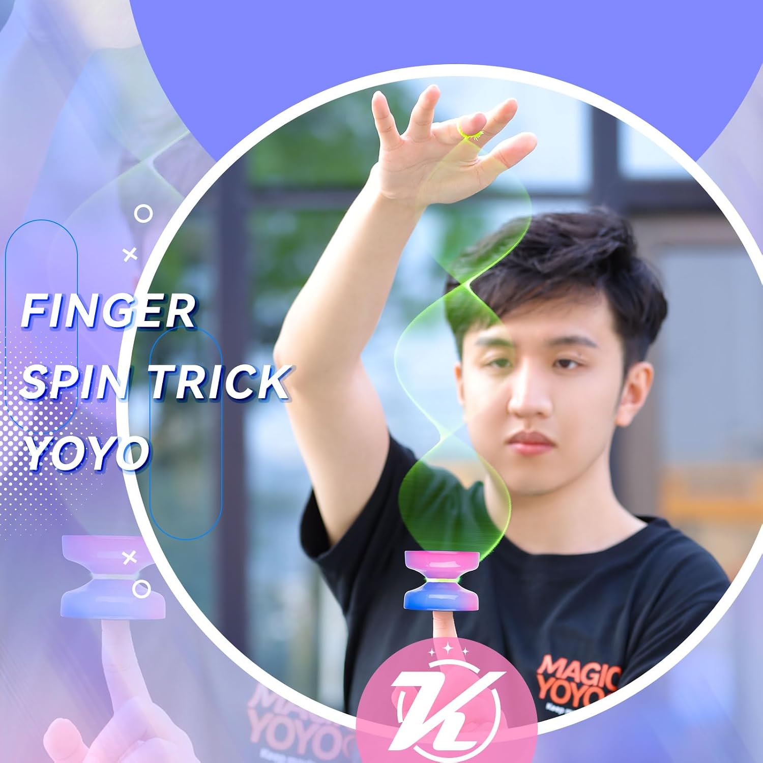 Detalle de MAGICYOYO K2 Crystal Yo-Yo, Dual-Mode Plastic Beginner Model, Blue-Pink