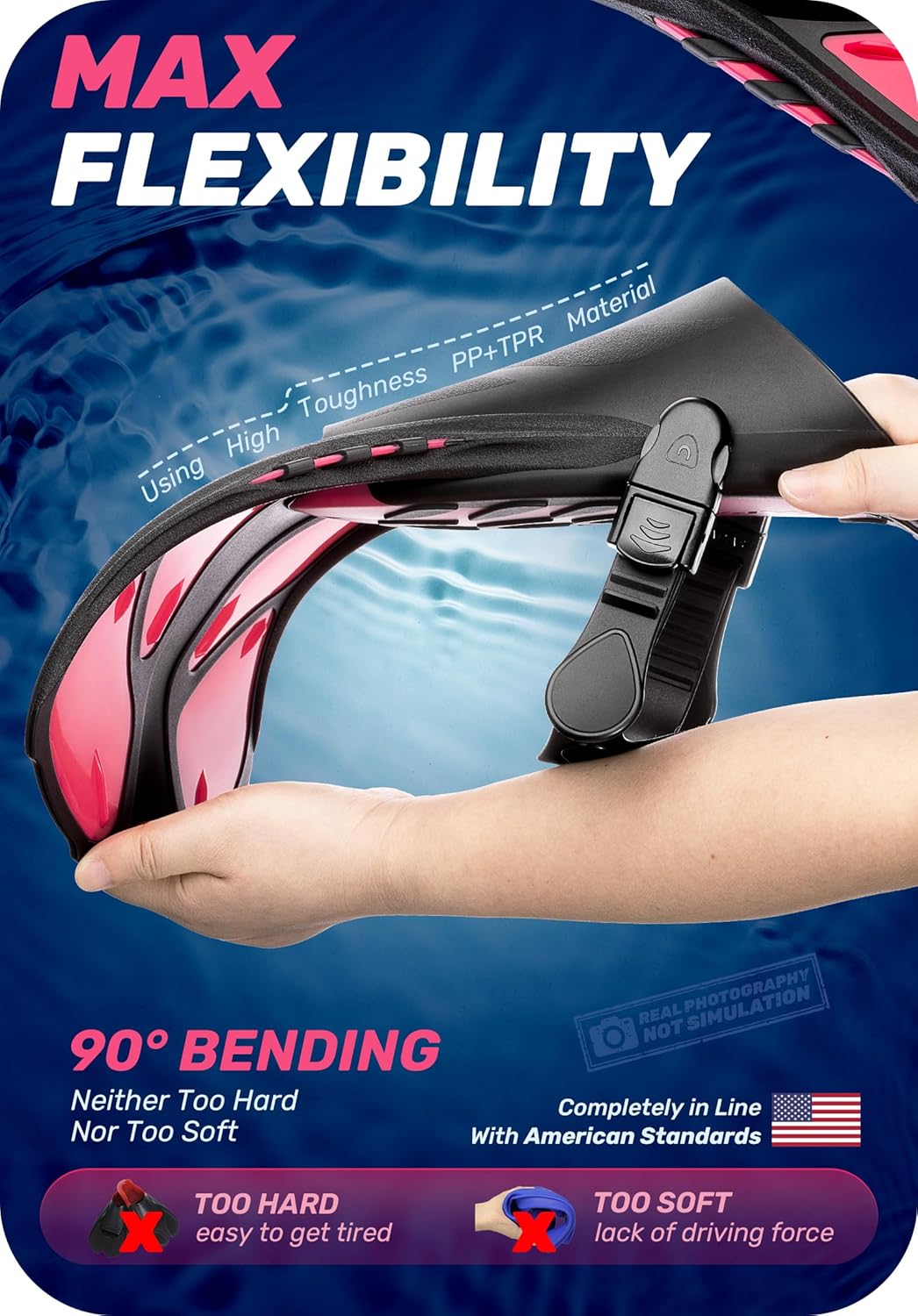 Detalle de CAPAS Snorkel Fins Travel Size Short Adjustable Open Heel Swimming Fins