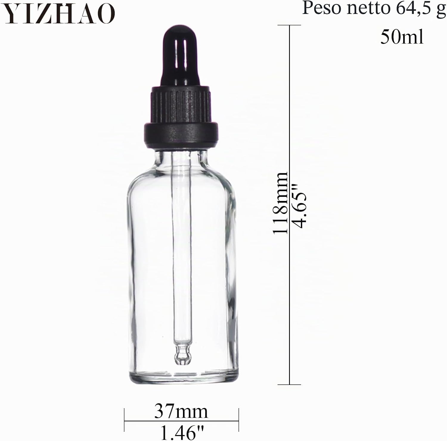 Detalle 2 de YIZHAO Trasparente Bottiglia Contagocce Vetro 50ml